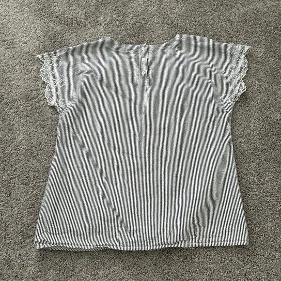 St. John's Bay Cotton Blouse Tie Front Embroidery Sleeve Detail Small - Picture 8 of 10